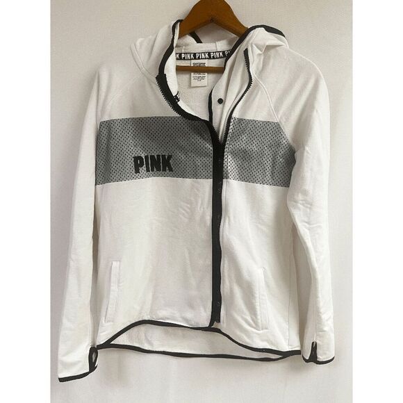 Victoria Secret Pink High Low Hoodie Reflective Full Zip Jacket Size XS - Picture 1 of 9